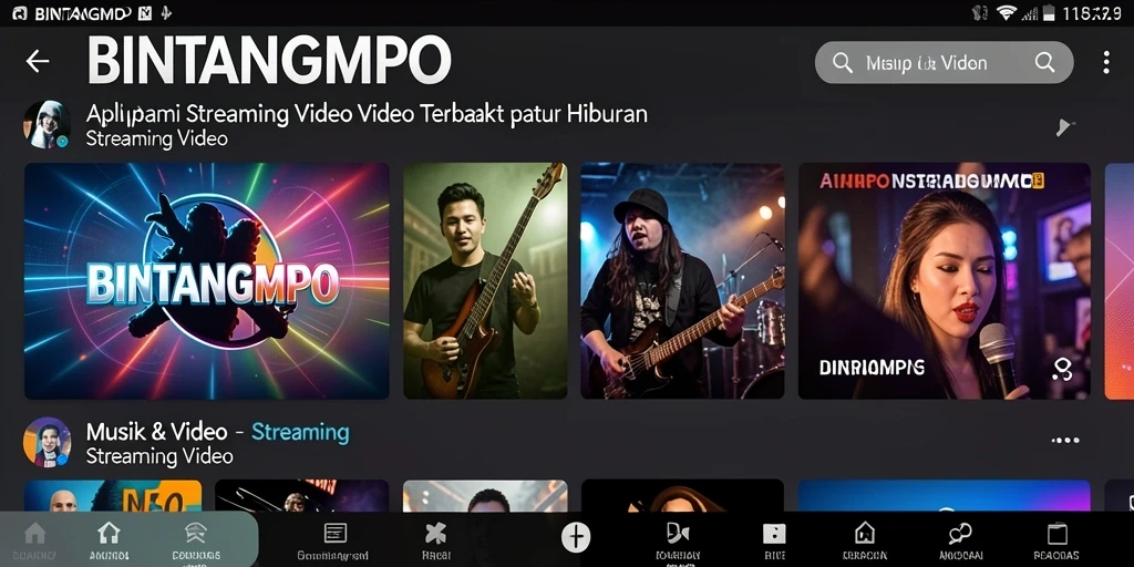 Antarmuka BINTANGMPO yang menarik dan mudah digunakan untuk streaming.