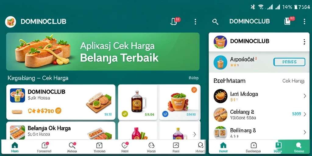 Screenshot menunjukkan antarmuka aplikasi Cek Harga DOMINOCLUB.