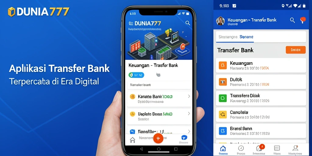 Antarmuka pengguna DUNIA777 saat melakukan transfer bank.