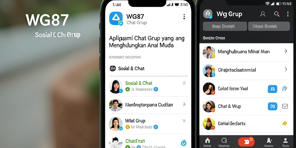 Antarmuka menarik aplikasi WG87 untuk Chat Grup.
